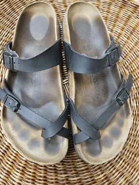 Birkenstock Miyari Leather Sandals Black Size 40